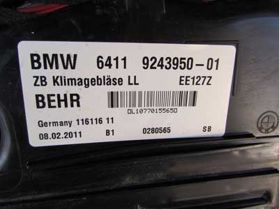 BMW AC Air Conditioning Heater Core Blower Motor w/ Blower Regulator 64119243950 F01 F10 F12 5, 6, 7 Series6
